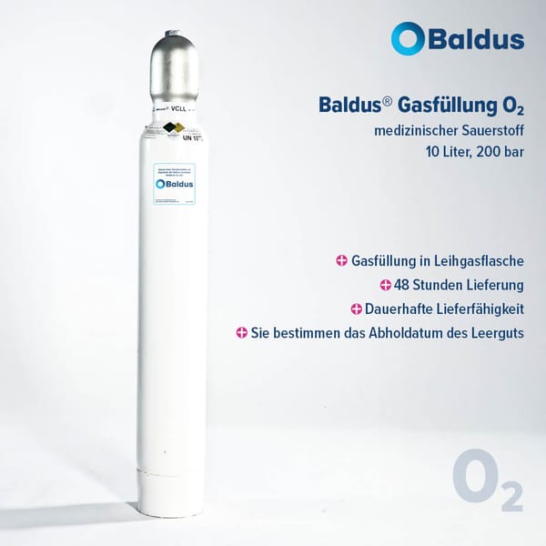 Gasfüllung: Sauerstoff (O2) med. 200 bar