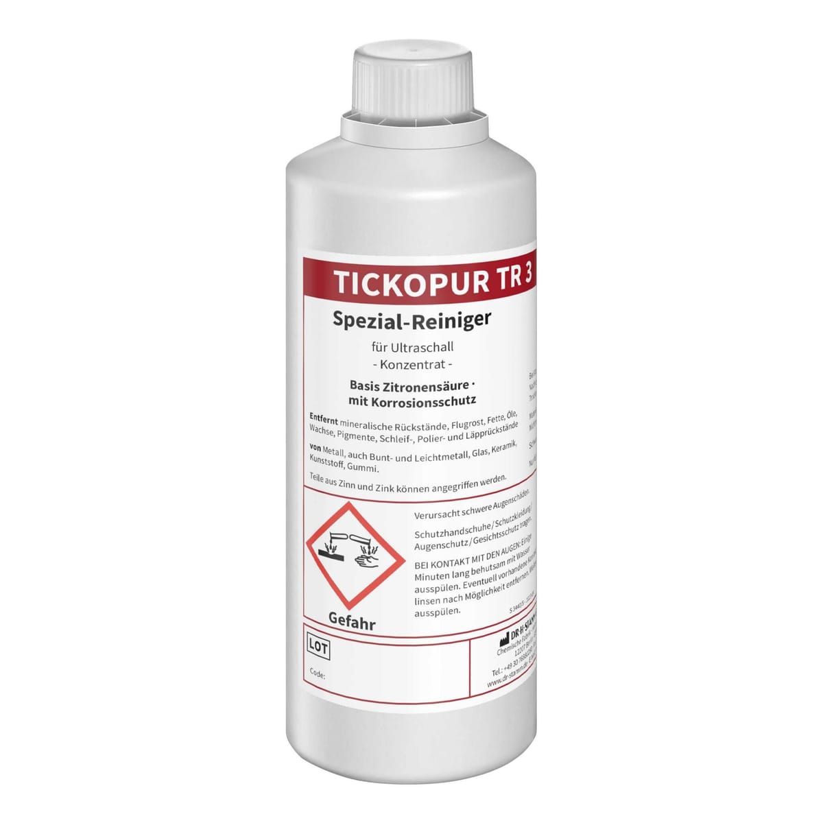 TICKOPUR TR 3 Ultrasonic cleaner based on citric acid, concentrate – Bandelin electronic GmbH & Co. KG, Sonstige Desinfektions-/Reinigungsmittel