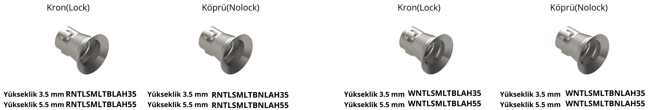 Ti-base Dayanaklar – Doku Seviyesi – PROIMTECH SAGLIK ÜRÜNLERI ANONIM SIRKETI, Implant Components & Abutments