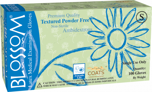 Blossom Latex Powder Free Textured Exam Gloves with C.O.A.T.S. – Blossom / Mexpo International Inc., Arbeitskleidung - Arbeitsschutz