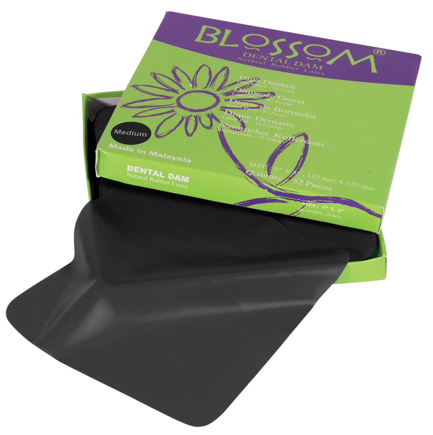 Blossom Digue dentaire en caoutchouc noire (BM 1555-RD DAM BLK)