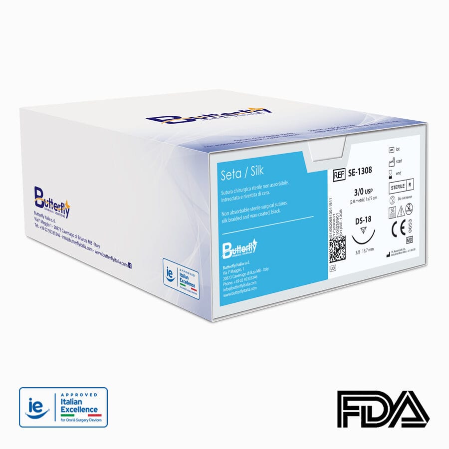 Seta | Suture non assorbibili, in seta intrecciata e siliconata, nere – Butterfly Italia srl, Suture Materials