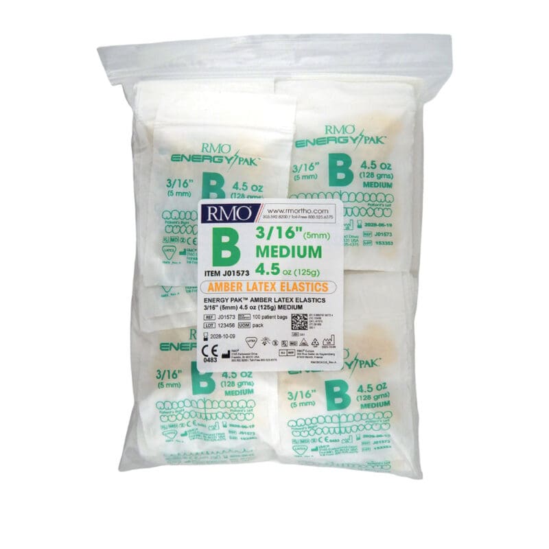 Energy Pak Extraoral Elastics Pack of 1,500 - LATEX ELASTICS 1/2" 16.0OZ BLACK E (PK30)