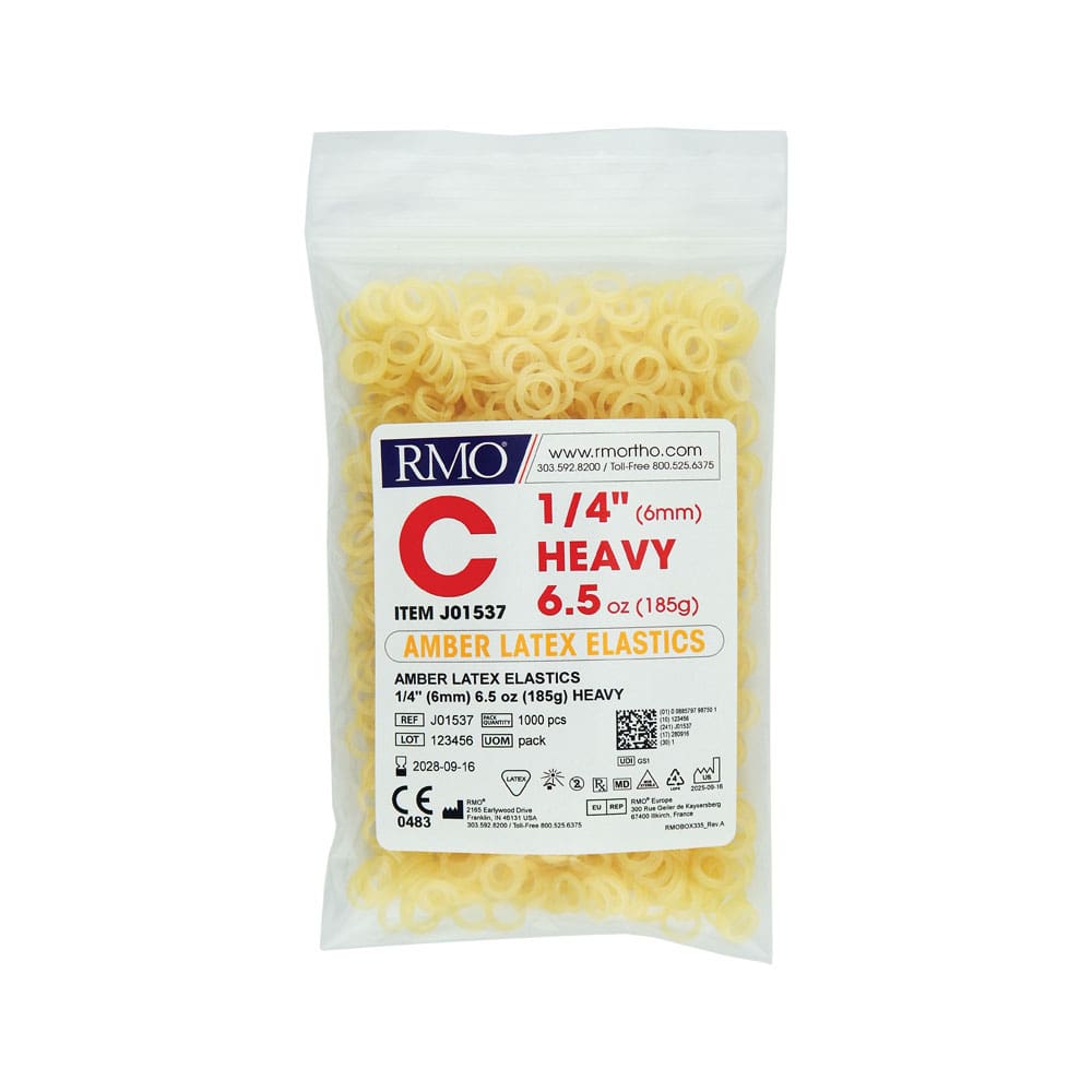 Energy Pak Intraoral Amber Elastics Pouch of 1,000