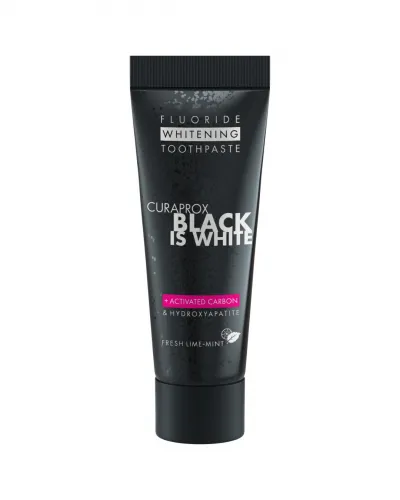 Coffret dentifrice au charbon actif et brosse à dents Black is White, 90 ml