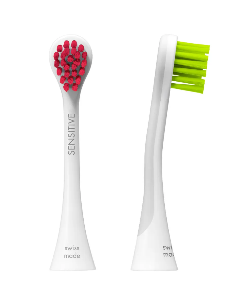 Rainbow Hydrosonic Ersatzbürstenkopf sensitive rot-grün, 2 Stk. – Curaden AG, Toothbrushes