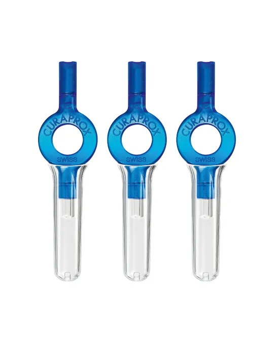 Manico UHS 409 per scovolini interdentali, confezione trio, blu