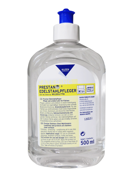 Prestan Edelstahlpfleger, Flasche 500 ml – DKL Chairs, Surface Disinfectants & Cleaners