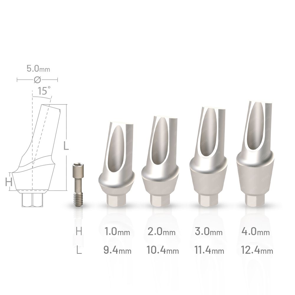 15° Angled Anatomic Titanium Abutment compatible with AB Dental® i2 Screw Type Ø3.5 - Ø6.0 IH 3.5 RP