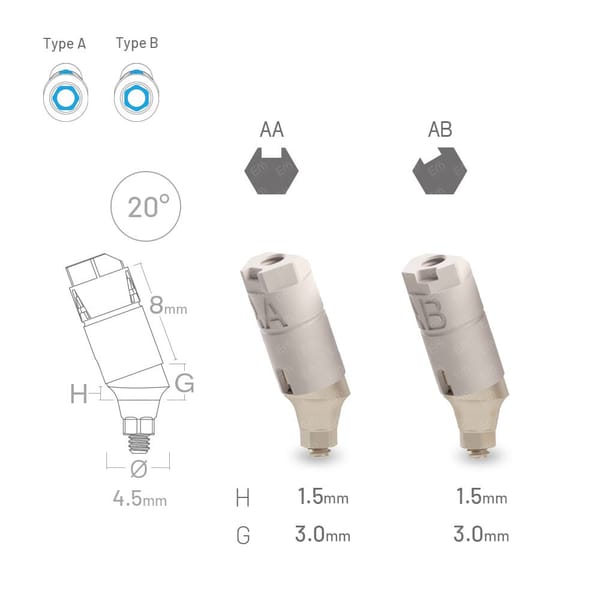 20º Angled Scan Post - Height 1.5 mm compatible with Uniqa ® UV11 Ø3.3CC NP/Mini