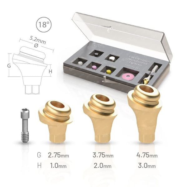 18° Angled Pop-Clicq™ Overdenture Attachment | Mini-Kit compatible with DentalMaster® DMDiving Ø4.3-Ø5.0 CC RP