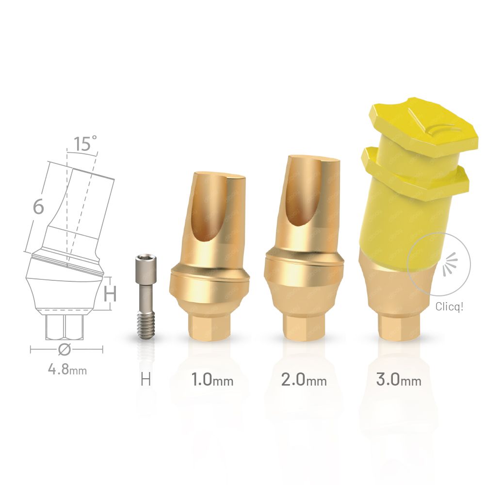 15° Angled Clicq™-Pression Transfer Abutment compatible with Alpha Bio® ATID™ IH Ø3.3 - Ø6.0 IH 3.5 RP
