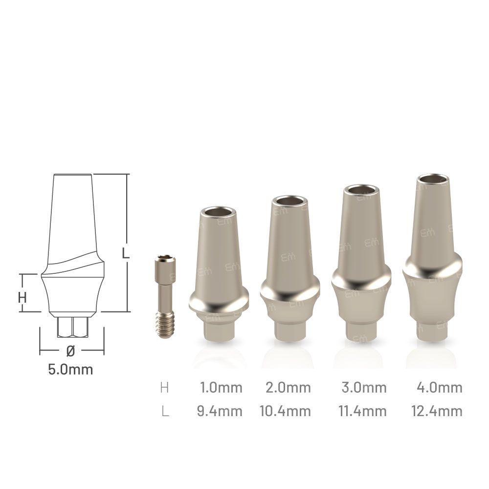 Straight Concave Anatomic Titanium Abutment compatible with Cortex® Dynamix™ Ø3.3 - Ø6.0 IH 3.5 RP