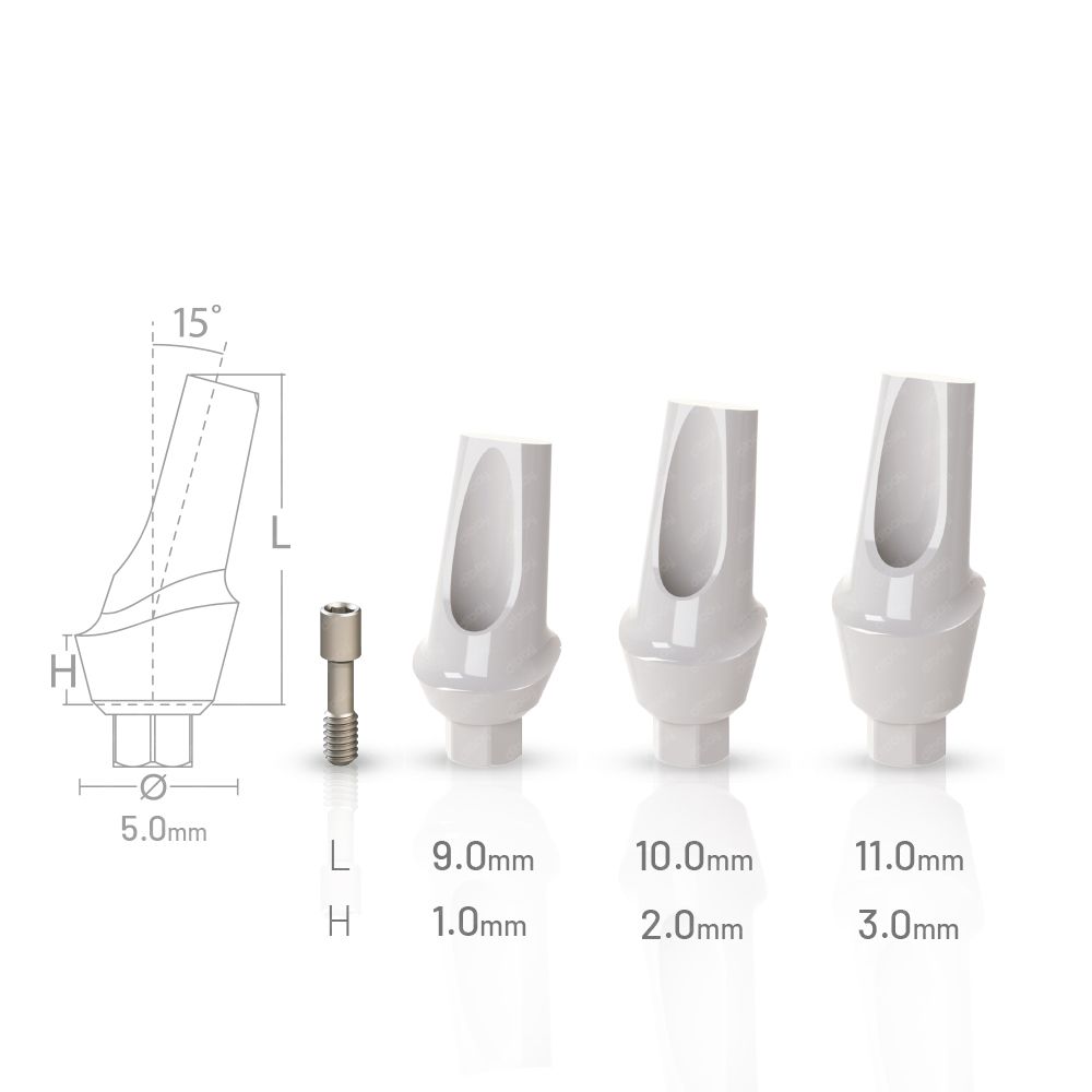 15° Angled Anatomic Temporary Peek Abutment compatible with Zimmer Biomet® TSV® Ø3.7 - Ø4.1 IH 3.5 RP