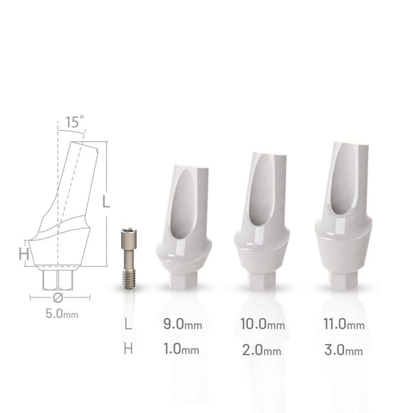 15° Angled Anatomic Temporary Peek Abutment compatible with MIS® Seven XD Ø3.3 IH 3.3 NP