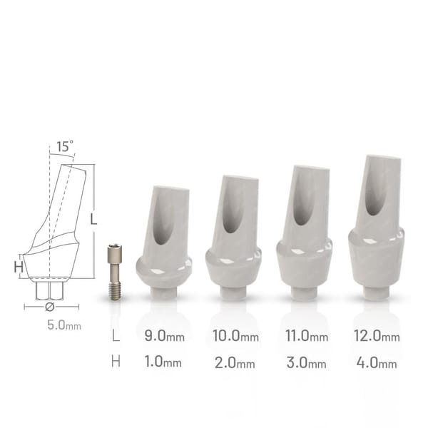 15° Angled Anatomic Temporary Peek Abutment compatible with Southern Implants® IH Provata® Ø5.0 IH 4.5 WP