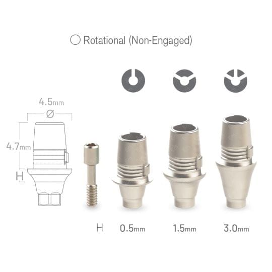 Rotational Uni-Base™ CAD/CAM Ti-Base compatible with Qualia NeoActive® NeoActive Ø3.5 - Ø5.0 CC SP (H 0.8 mm)