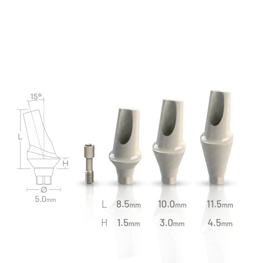 15° Angled Anatomic Temporary Peek Abutment compatible with Vulkan ® CC Ø3.3 - Ø5.0 CC NP - H 1.5 mm