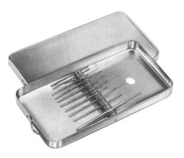 Box with support for needle electrodes, without instruments