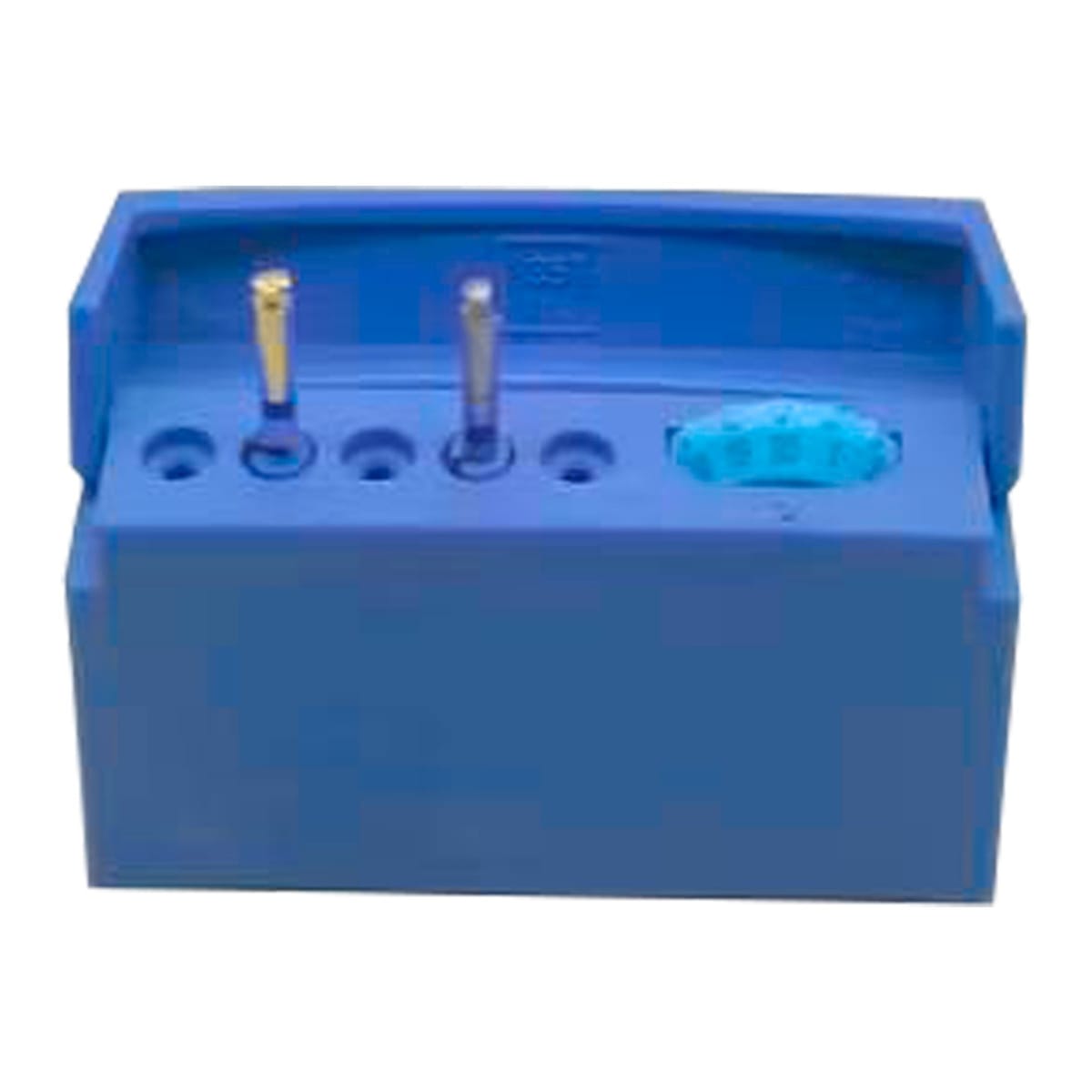 Endodontic block with memory holder, 5 holes, Blue | ErgoDenta 7462B – ErgoDenta ApS, Trays, Sterilcontainer und Zubehör