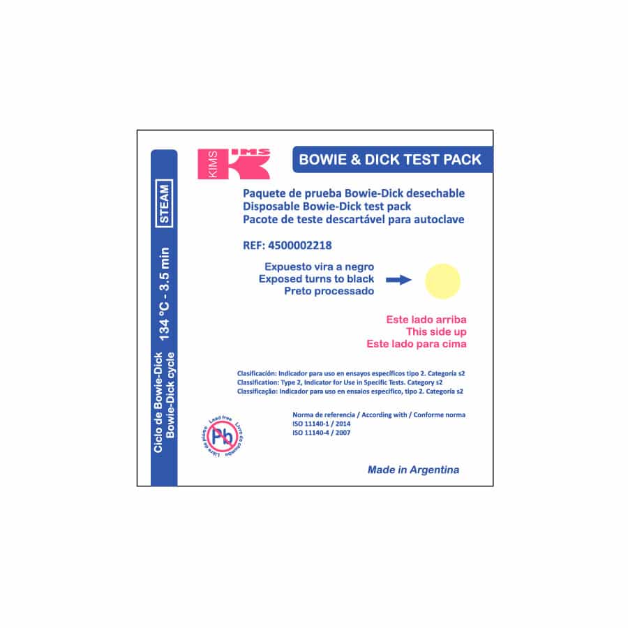 Test Bowie Dick Desechable. Kims – Grimberg Dentales S.A., Sterilization Indicators & Monitors