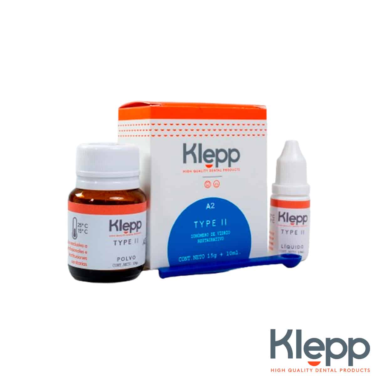 Klepp Ionómero Tipo II Vitreo 15 grs. + 10 ml