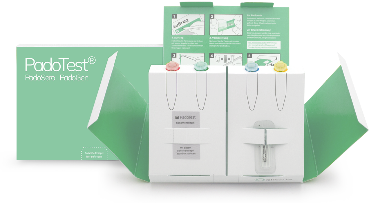 Set di prelievo di 4 campioni PadoTest® – Institut für angewandte Immunologie IAI AG, Periodontal Diagnostics