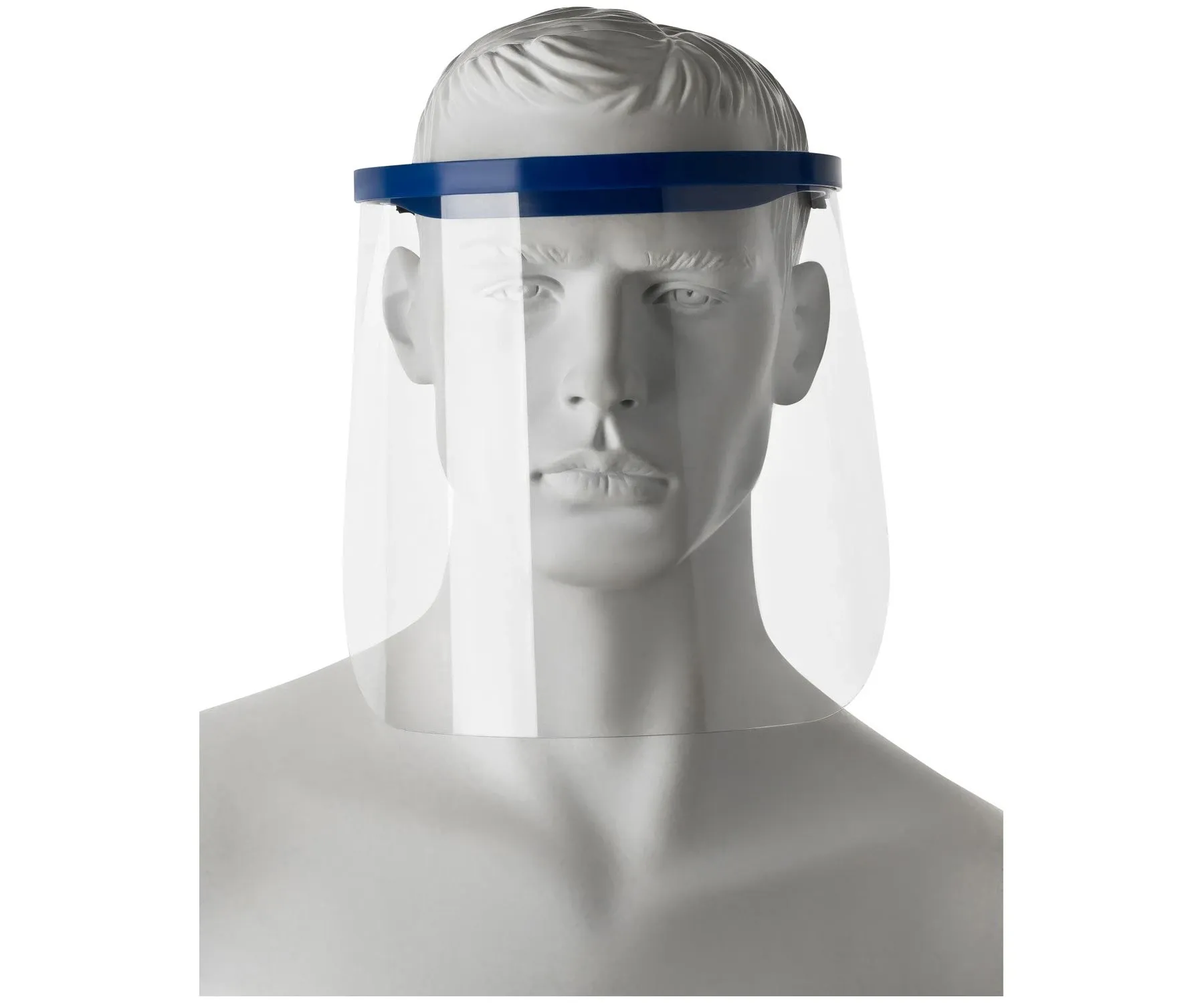 ORBIS Vollgesichts-Schutzschild, Visier: transparent - Rahmen: blau - Elastikband: schwarz, Polybeutel 1 Stück