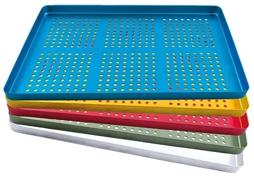 Normtrays Alu, silber Stück Bodenteil gelocht, Stück