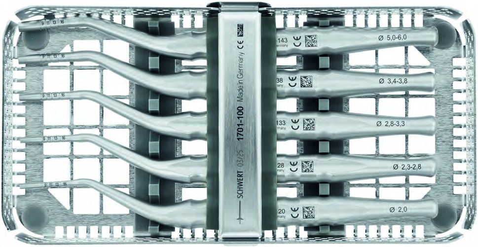 Osteotome Set, Concave Tips in SCHWERT P-Lux Design Handle