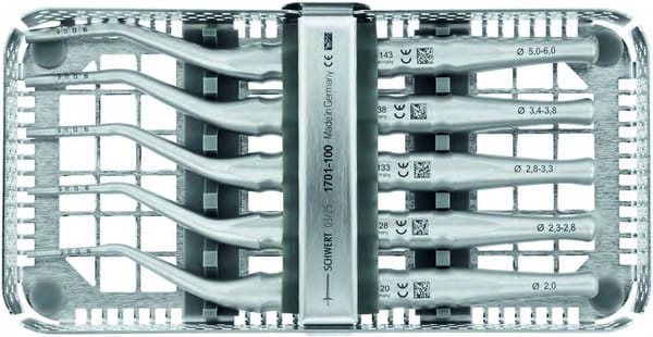 Osteotom-Set, konkave Spitzen im SCHWERT P-Lux Design-Griff