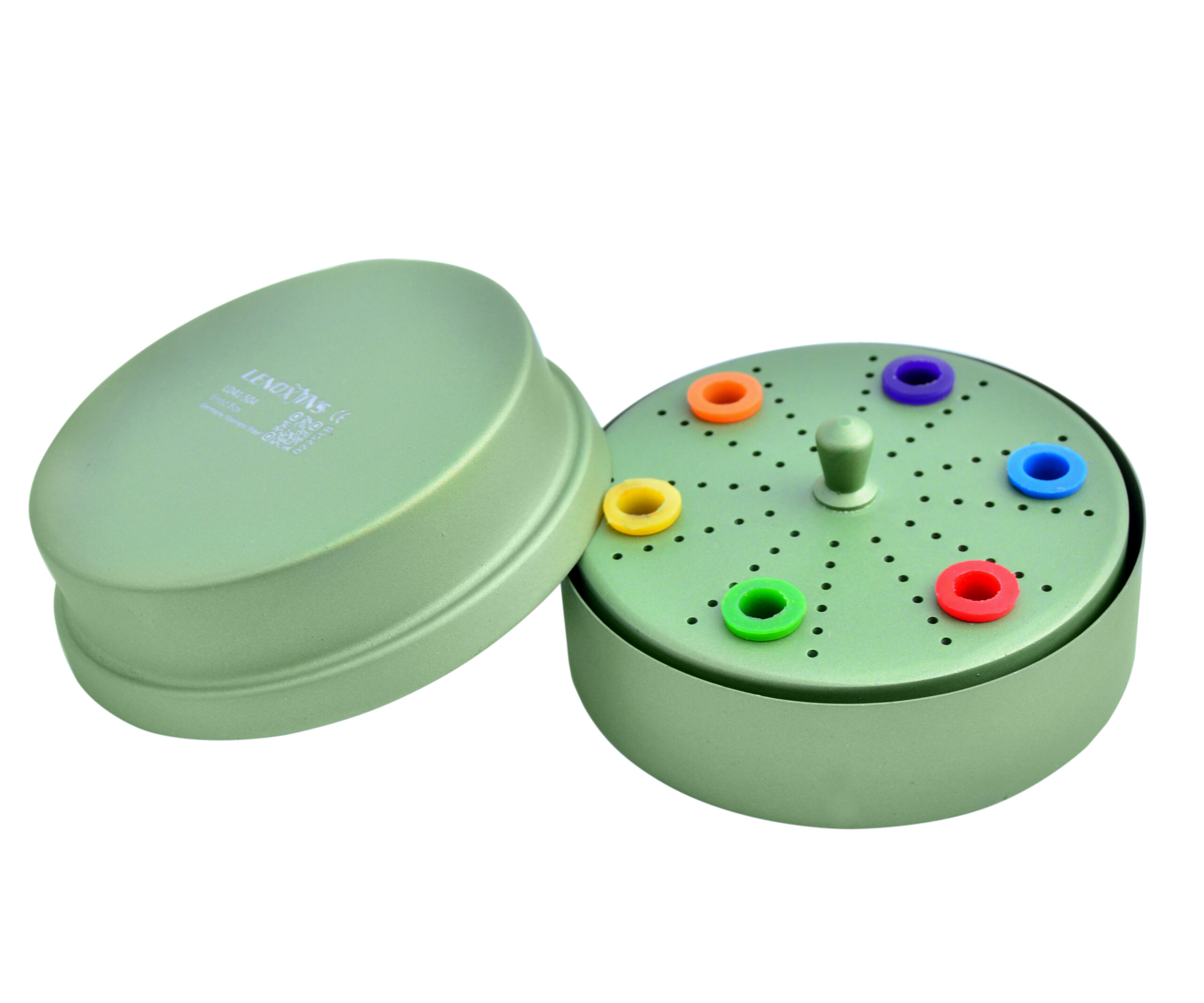 Aluminium Endo Box Round Shape 1.8mm 72 Holes Autoclavable Teflon coated