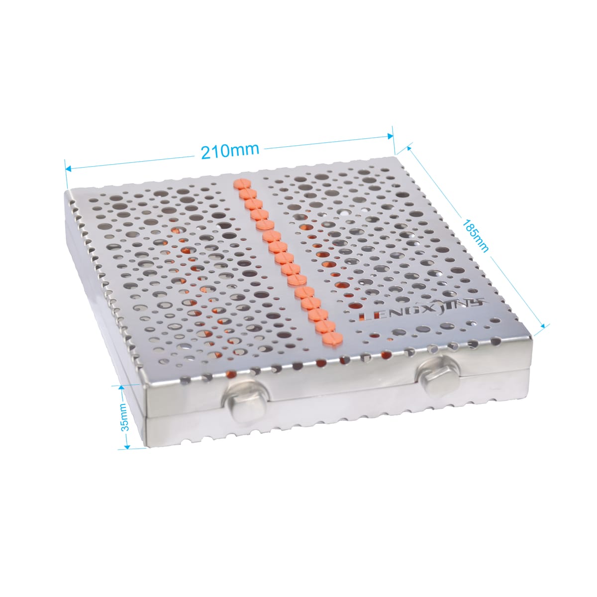 Dental Cassette For 15pcs Removeable Lid with scaller silicon pad 210x185x35mm – LENOX INS - Lensur Instruments Ltd., Trays, Sterilization Containers and Accessories