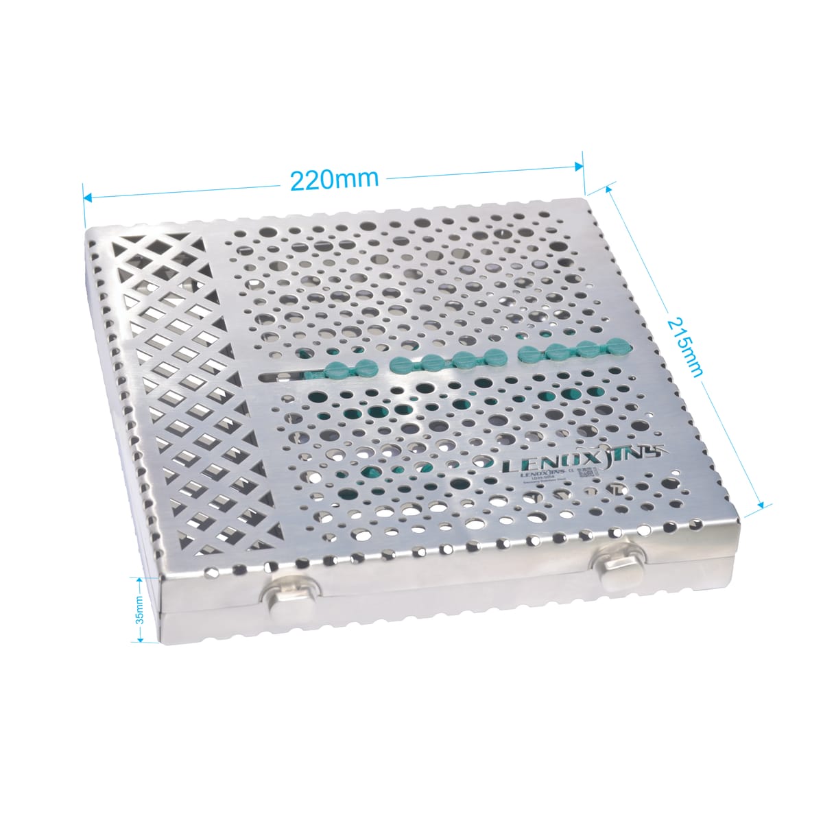 Dental Cassette Removeable Lid with compartment/silicon pad 220x215x35mm – LENOX INS - Lensur Instruments Ltd., Trays, Sterilization Containers and Accessories