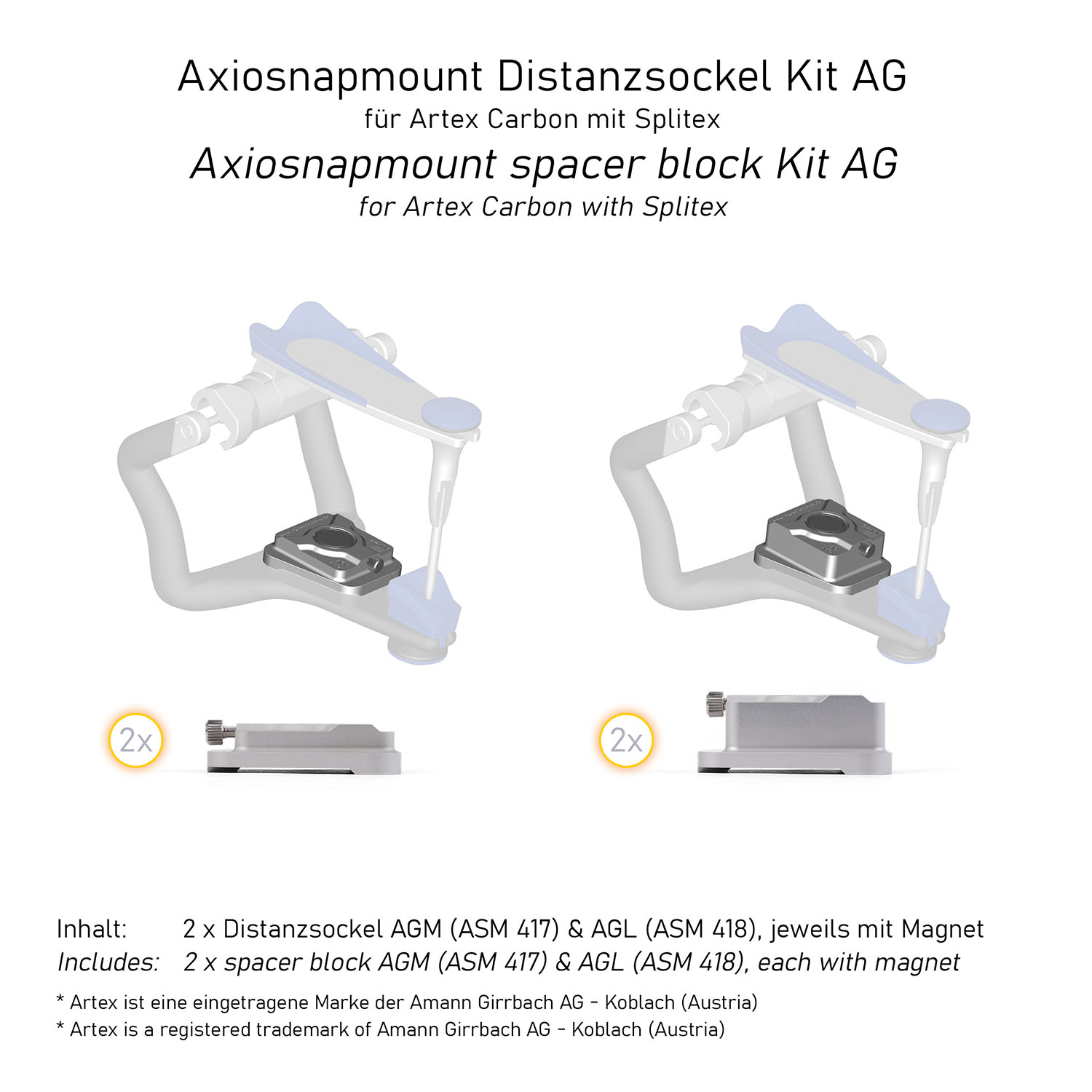 Distanzsockel Kit AG – für Artex Carbon mit Splitex