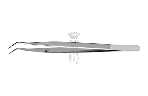 Pinzette Meriam 15 cm feine Spitzen gerieft, mit Stopstift, matt