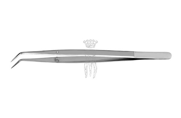 Pinzette College 15 cm feine Spitzen gerieft, mit Stopstift, matt