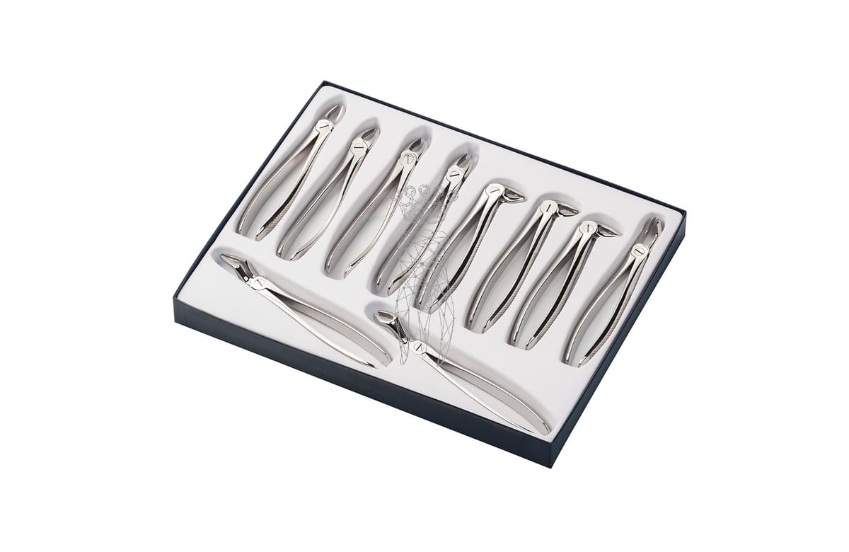Zahnzangen-Satz (10pcs.) 1.7.13.17.18.22.33A.51A.67A.79 – Carl Martin, Extraction Forceps Upper Jaw