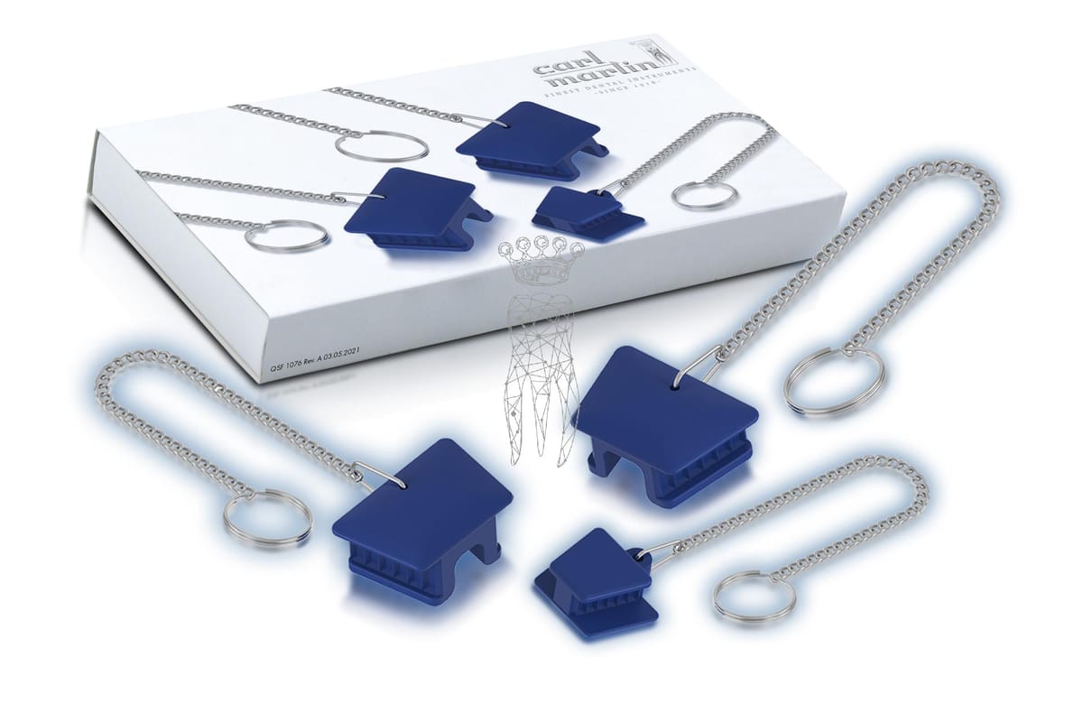 Mundkeile Silikon blau 3er SET S - M - L mit Kette 15cm – Carl Martin