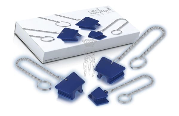 Mundkeile Silikon blau 3er SET S - M - L mit Kette 15cm