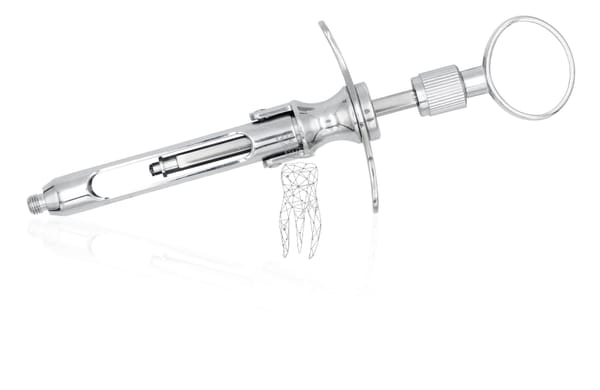 Zylinderampullenspritze 3 Aspirationshaken - selbstaspirierend