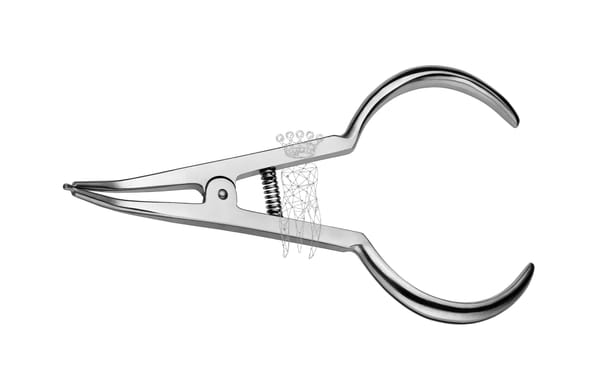 Separierzange zum Plazieren elastischer Separatoren, einfach abgewinkelt