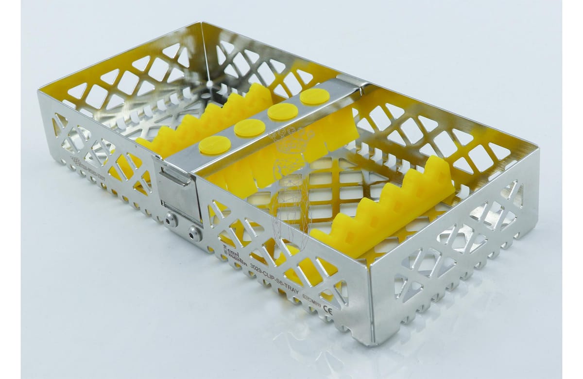 Steri-Wash-Tray 190x90x34mm 6 Instrumente - Silikone gelb – Carl Martin, Trays, Sterilization Containers and Accessories