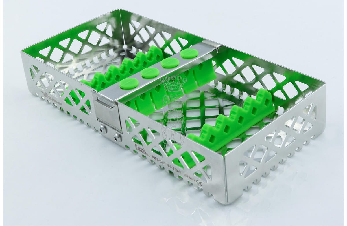 Steri-Wash-Tray 190x90x34mm 6 Instrumente - Silikone grün – Carl Martin, Trays, Sterilization Containers and Accessories