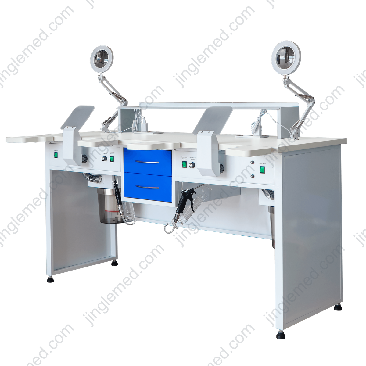 Customizable Double-Station Dental Lab Workstation JG-J2 – FOSHAN JINGLE MEDICAL EQUIPMENT CO.,LTD., Other Laboratory Equipment (Scales, Water Baths, Plaster Traps, Microscopes)