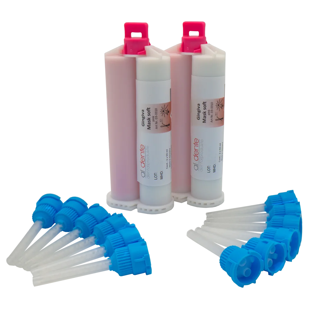 Masque gingival soft 2 x 50 ml + 12 embouts mélangeurs – al dente Dentalprodukte, Ceramic Materials