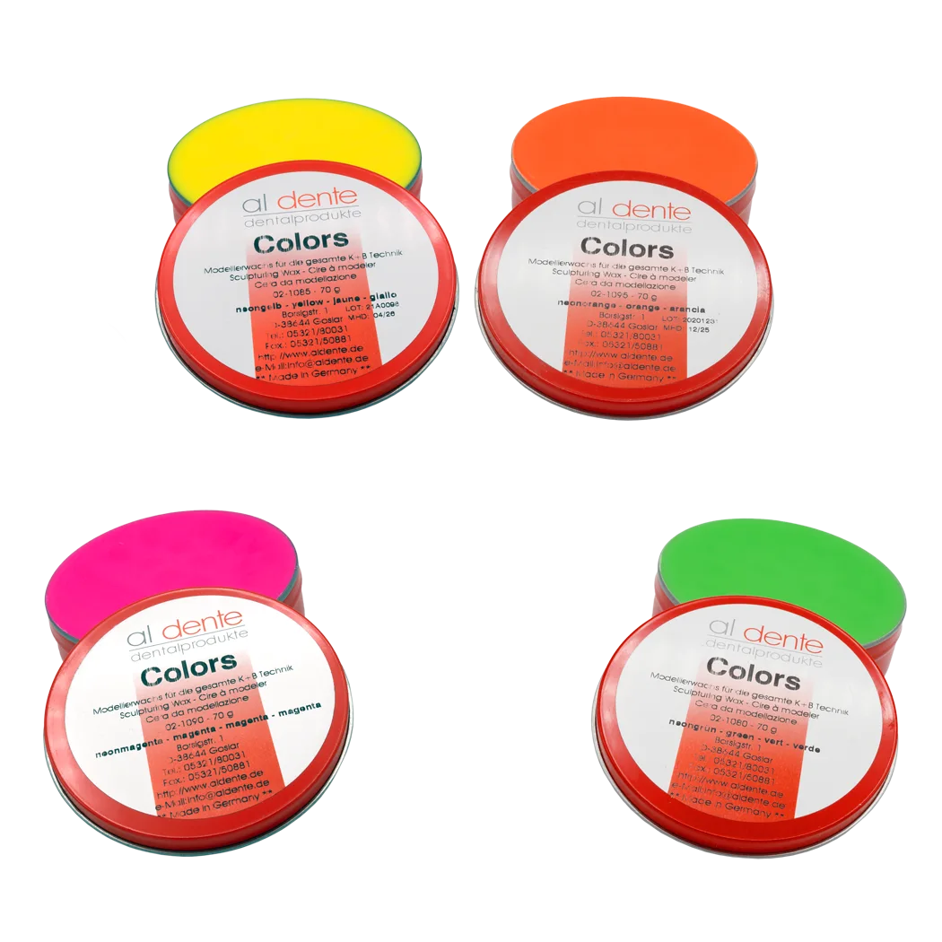 Colors Sculpturing Wax neon-yellow, 70 g – al dente Dentalprodukte, Waxes