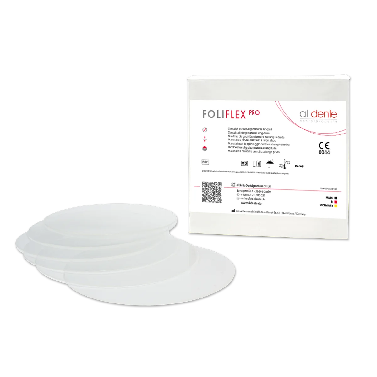 FOLIFLEX Pro, Ø 125 mm – al dente Dentalprodukte, Tiefziehfolien und -platten