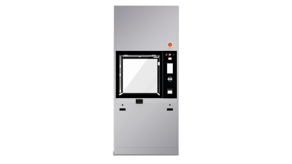 Laveur-désinfecteur à double porte automatique en verre, séchage et trois chaudières