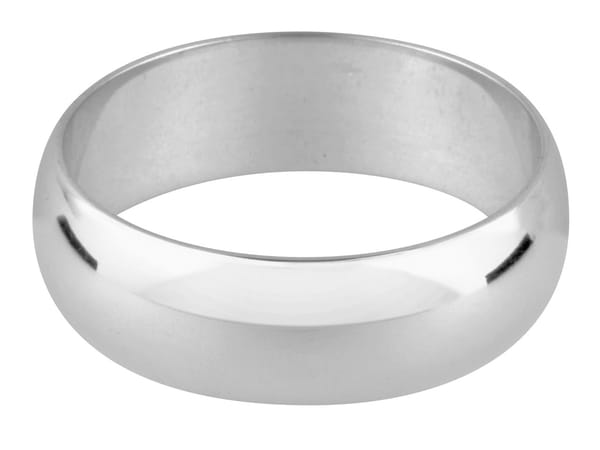 Platinum D Shape Wedding Ring 2.0mm, Size P, 3.1g Heavy Weight, Hallmarked, Wall Thickness 1.26mm